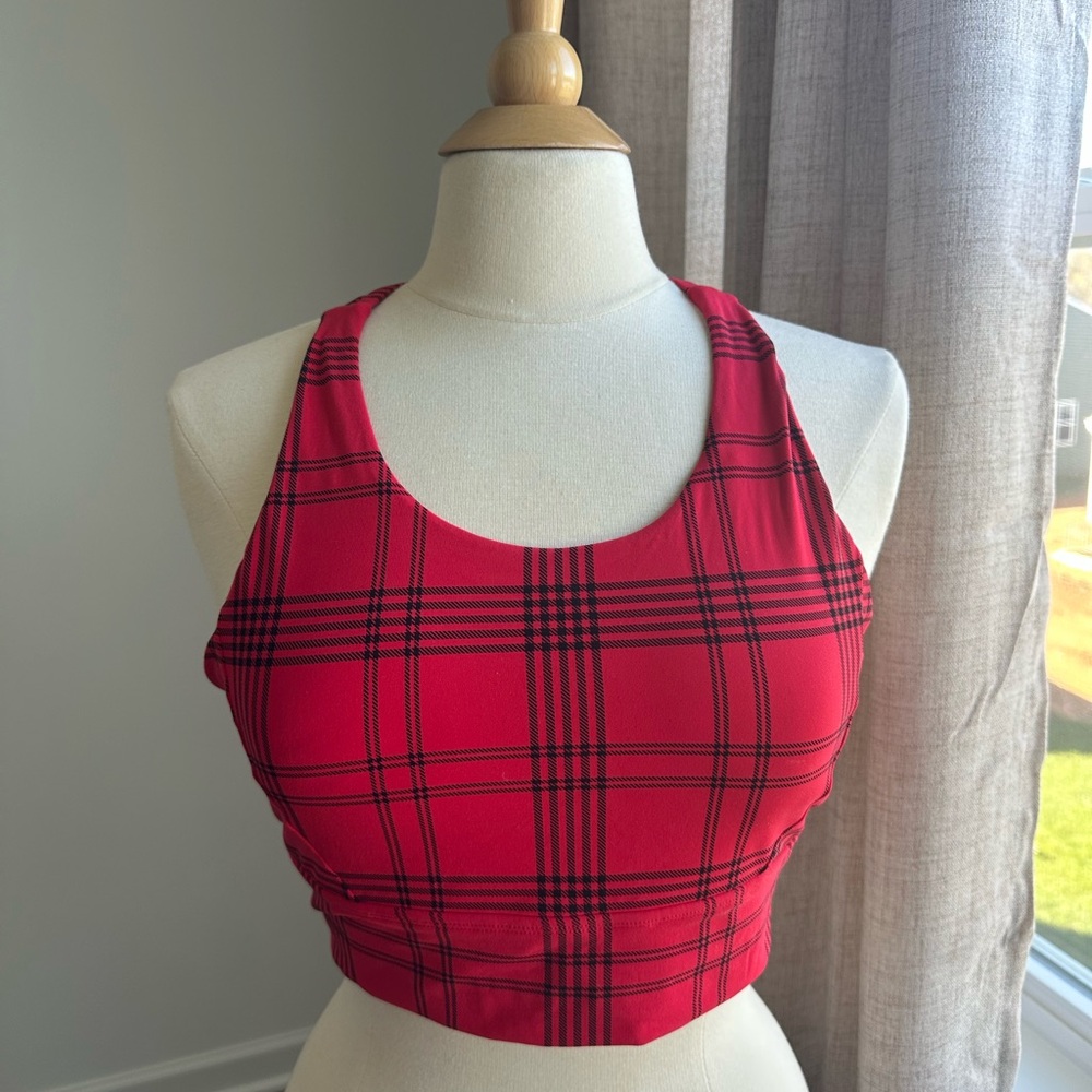 BuffBunny Red Plaid long line sports bra